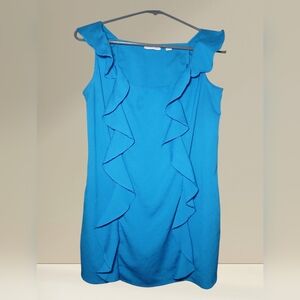 New York & Company Blue Ruffled Front Formal Sleeveless Blouse Size Small
